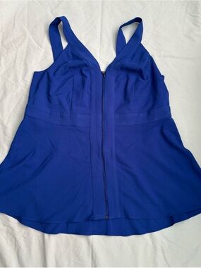 torrid Royal Blue Front-Zip V-Neck Tank with Wide Straps